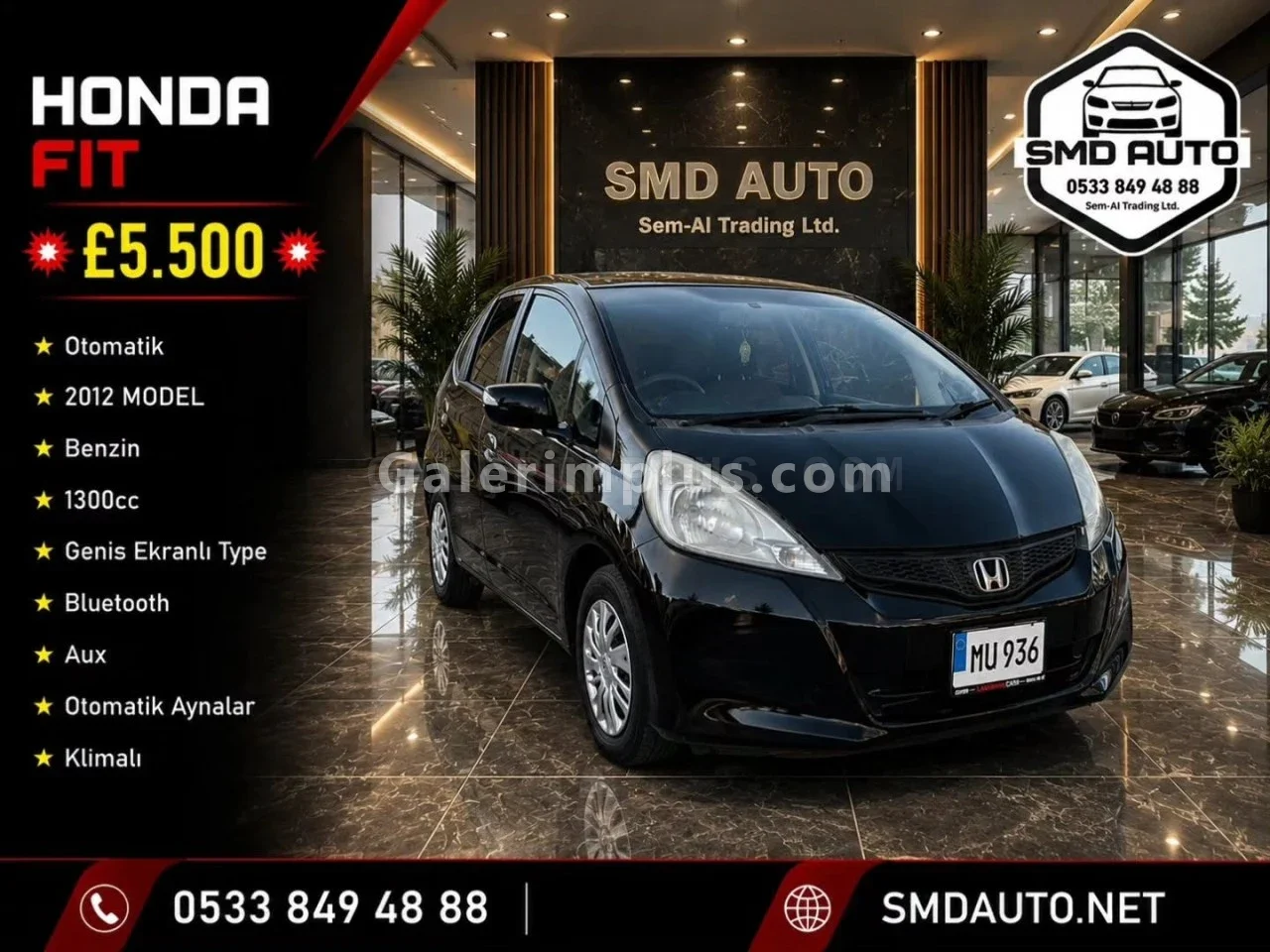 2012 Model Otomatik Honda Fit 1.3 Automatic Lefkoşa Satılık İkinci El | GalerimPlus - Thumbnail 2