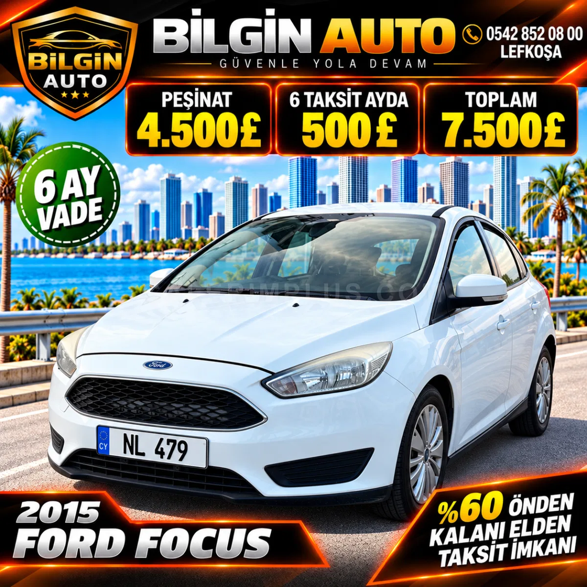 2015 Ford Focus 1.6 Lefkoşa Satılık İkinci El | GalerimPlus - Fotoğraf 1
