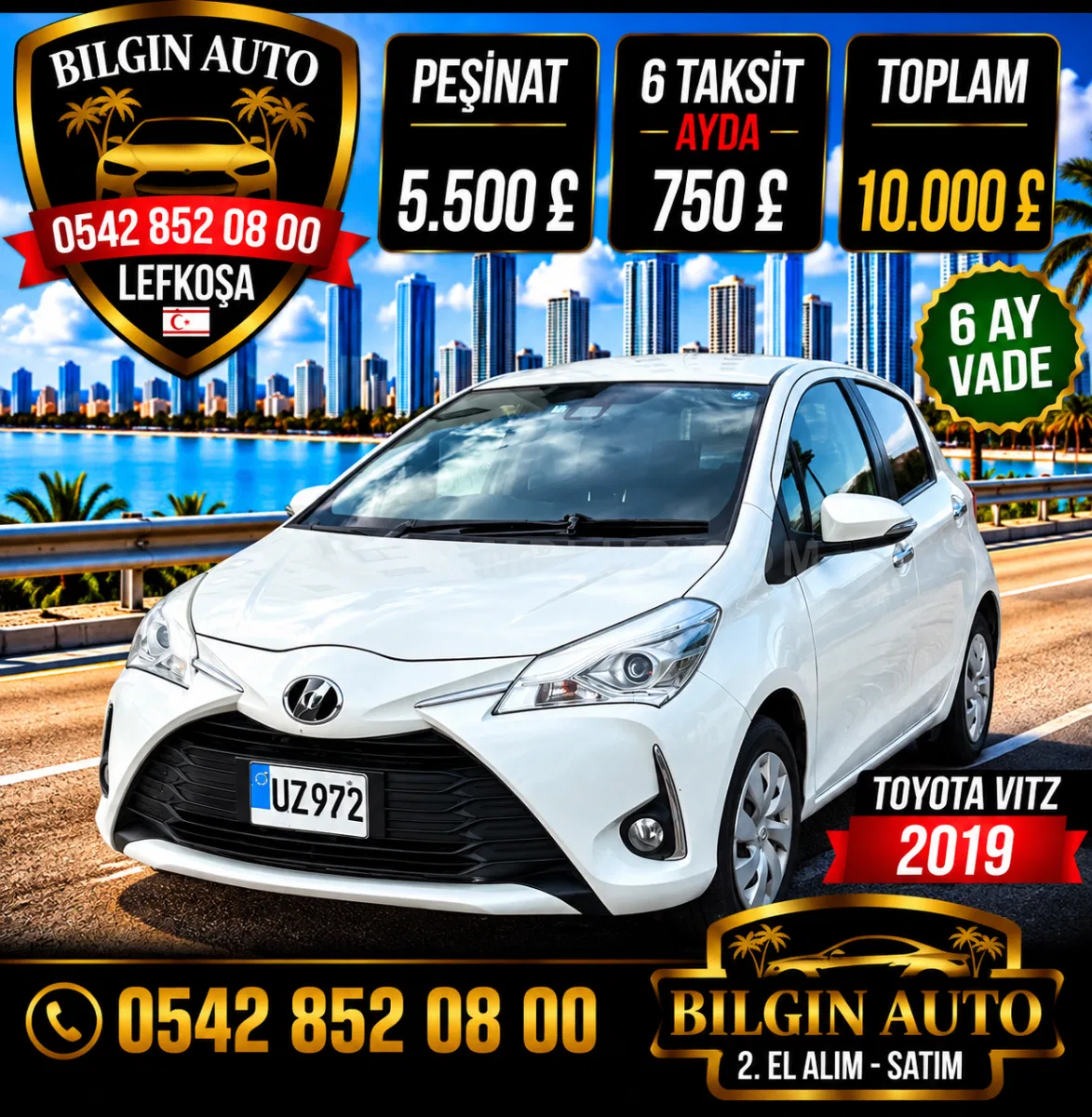 2019 Toyota Vitz 1.0 i 16V Automatic Lefkoşa Satılık İkinci El | GalerimPlus - Fotoğraf 1