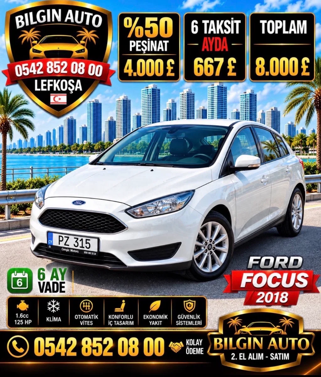 2018 Ford Focus 1.6 Lefkoşa Satılık İkinci El | GalerimPlus - Fotoğraf 1