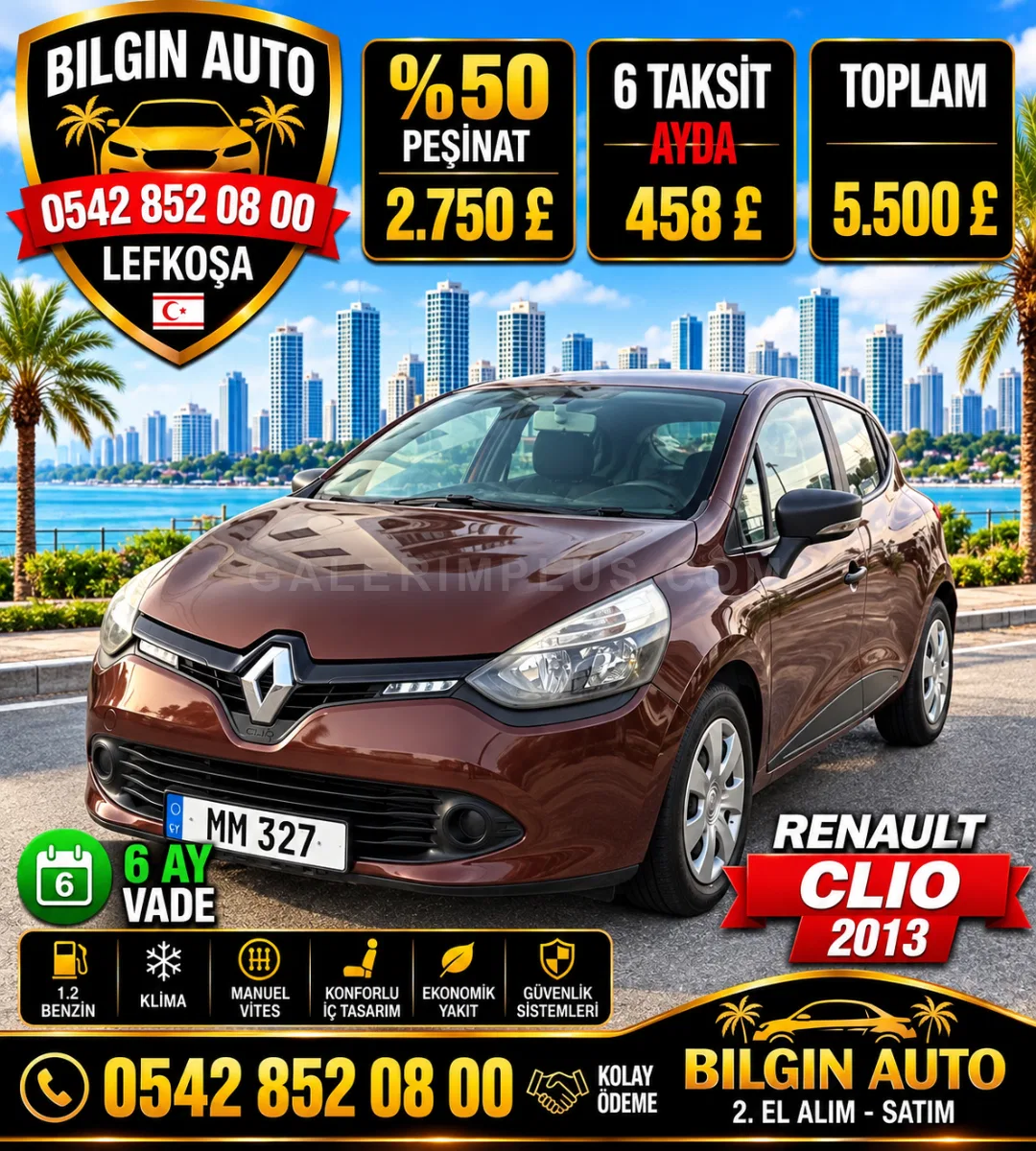 2013 Renault Clio 1.2 Lefkoşa Satılık İkinci El | GalerimPlus - Fotoğraf 1