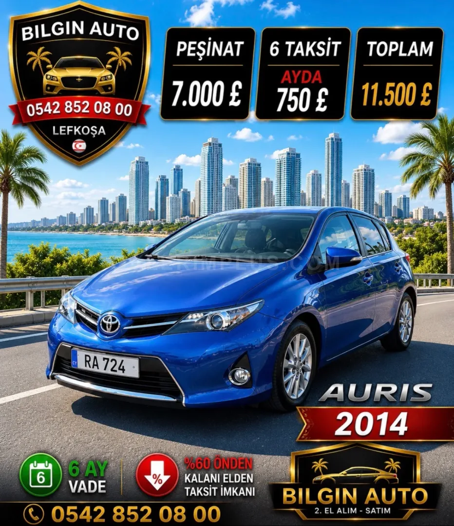2014 Toyota Auris 1.5 S 1.5 S Lefkoşa Satılık İkinci El | GalerimPlus - Fotoğraf 1