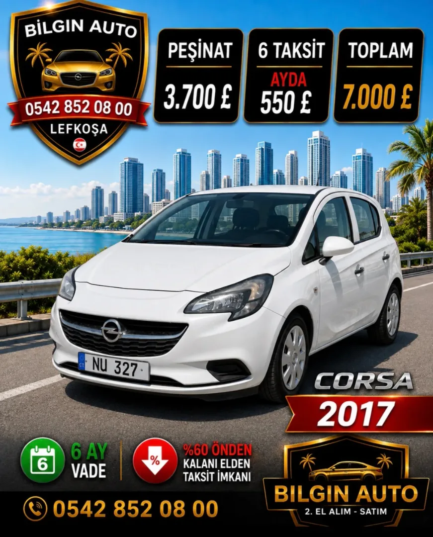 2017 Opel Corsa 1.4 1.4 Lefkoşa Satılık İkinci El | GalerimPlus - Fotoğraf 1
