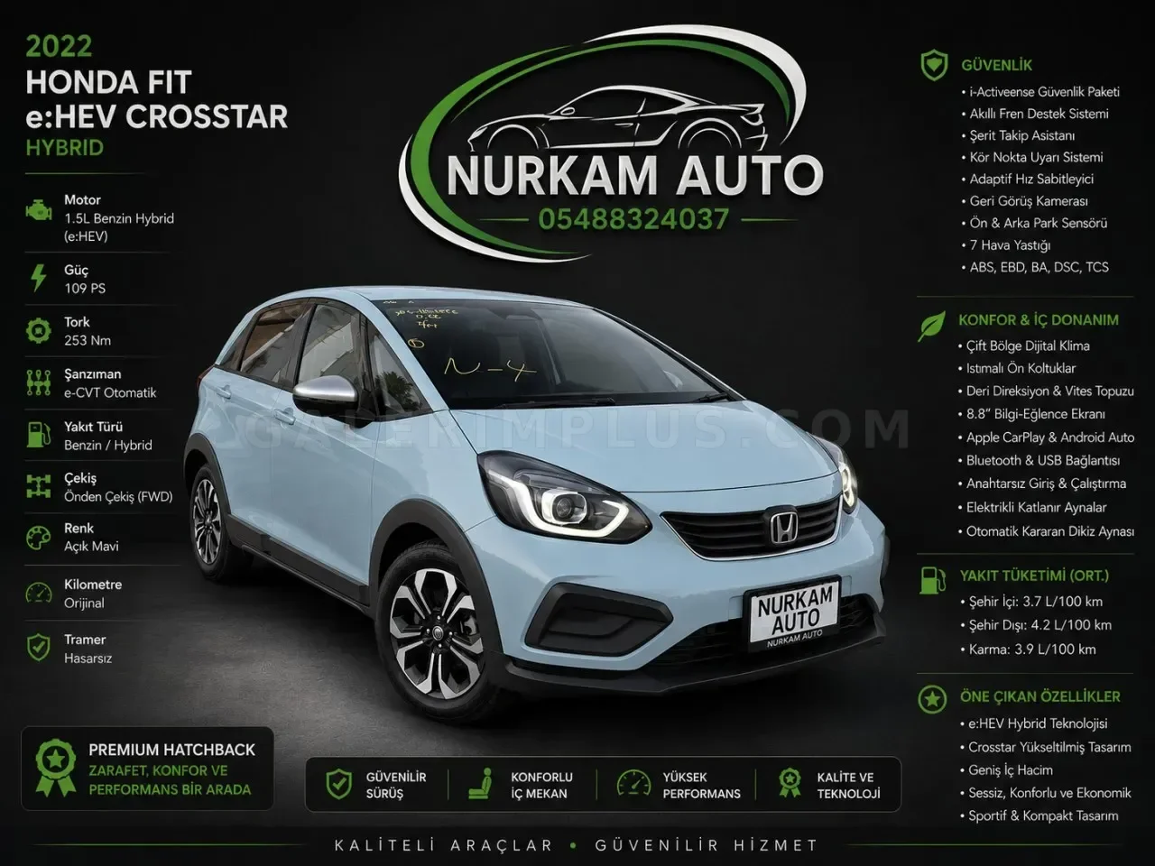 2022 Honda Fit 1.5 Crosstar Gazimağusa Satılık İkinci El | GalerimPlus - Fotoğraf 1