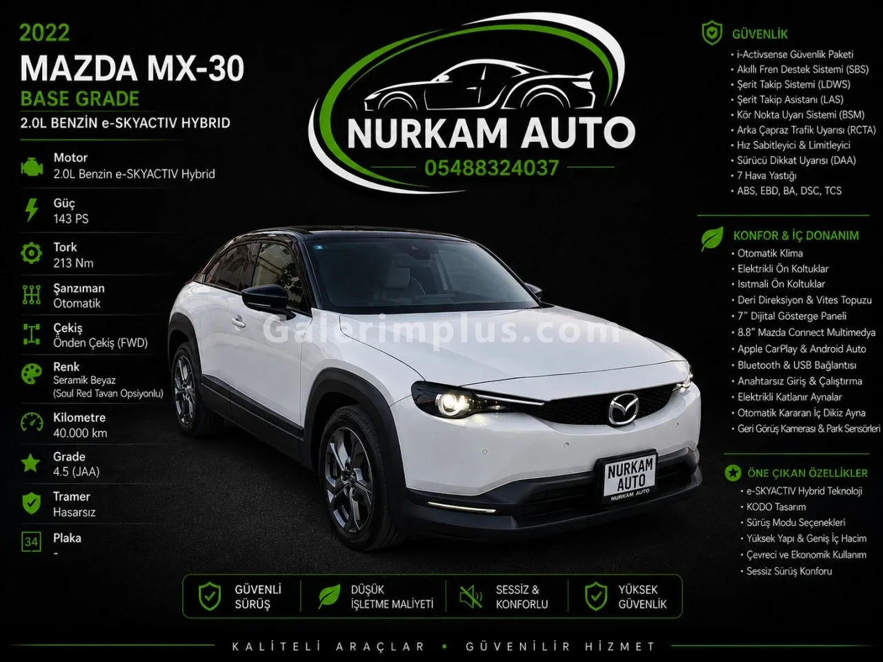 2022 Mazda MX-30 Gazimağusa Satılık İkinci El | GalerimPlus - Fotoğraf 1