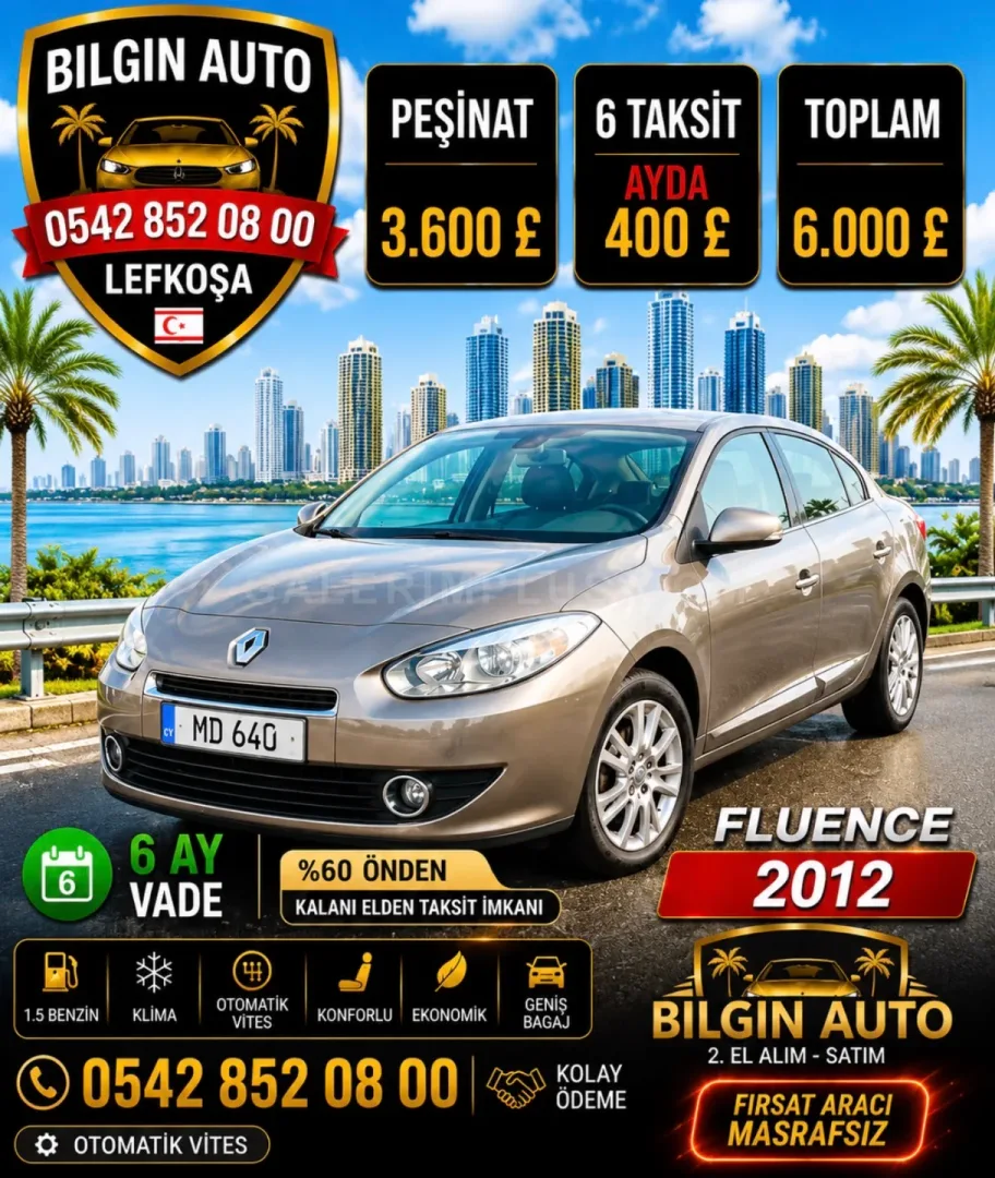 2013 Model Otomatik Renault Fluence 1.6 Lefkoşa Satılık İkinci El | GalerimPlus - Fotoğraf 1