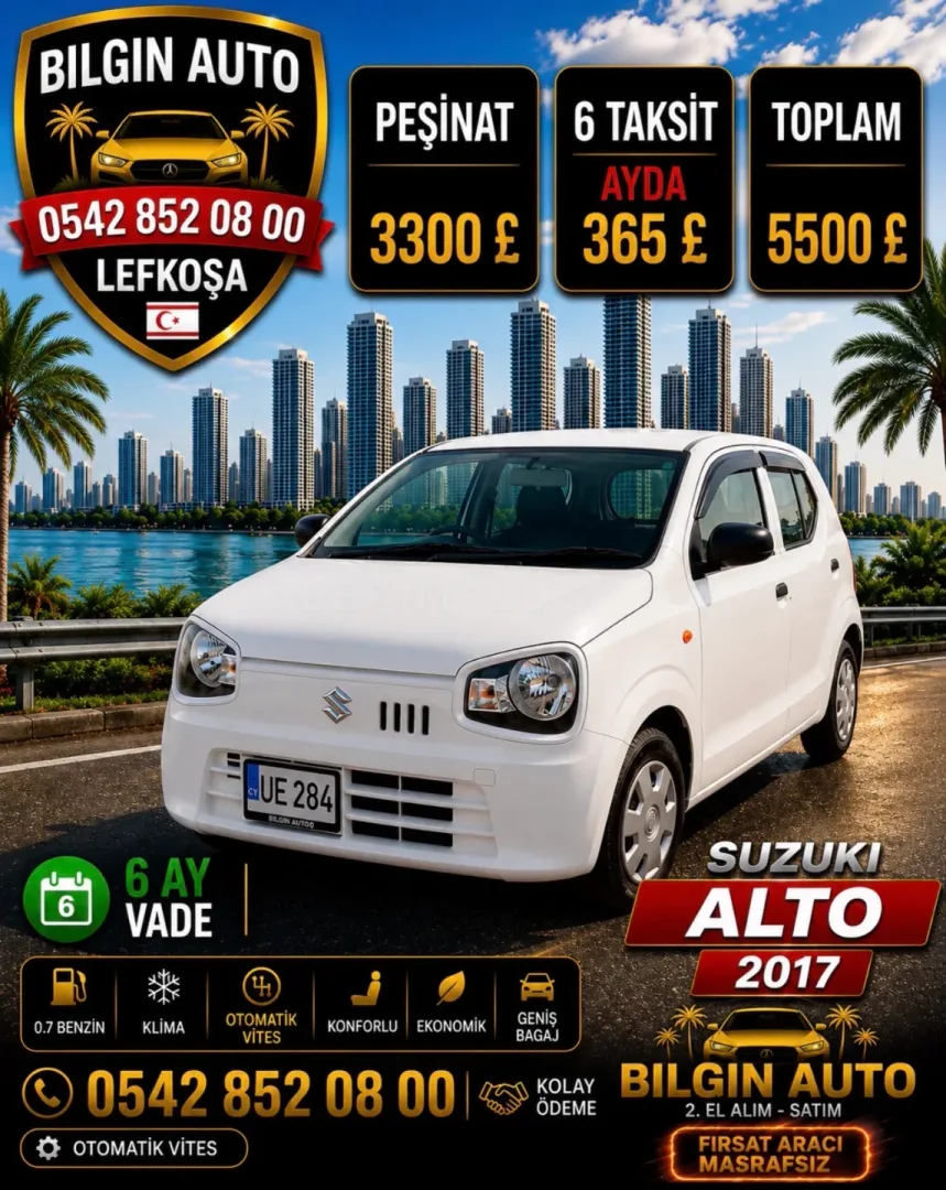2017 Model Otomatik Suzuki Alto 0.65 Lefkoşa Satılık İkinci El | GalerimPlus - Fotoğraf 1