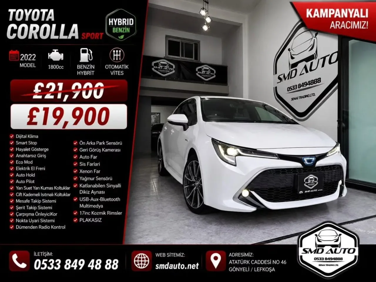 2022 Toyota Corolla 1.8 Hybrid Lefkoşa Satılık İkinci El | GalerimPlus - Fotoğraf 1