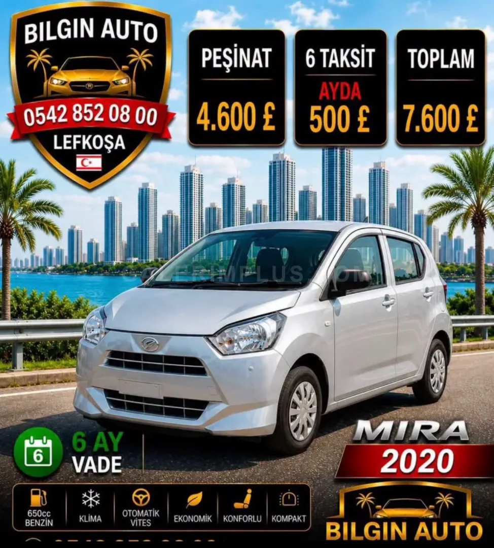 2020 Model Otomatik Daihatsu Mira 0.65 Lefkoşa Satılık İkinci El | GalerimPlus - Fotoğraf 1