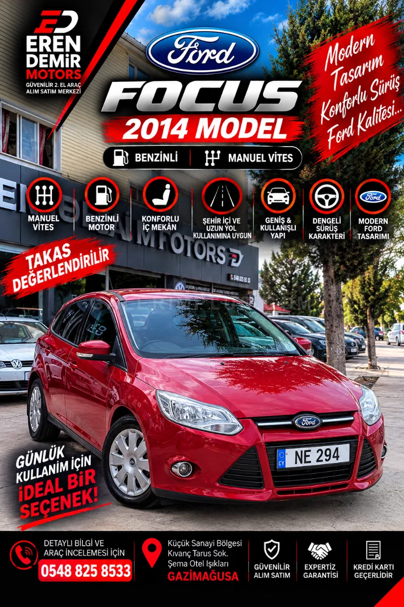 2014 Ford Focus 1.6 Gazimağusa Satılık İkinci El | GalerimPlus - Fotoğraf 1