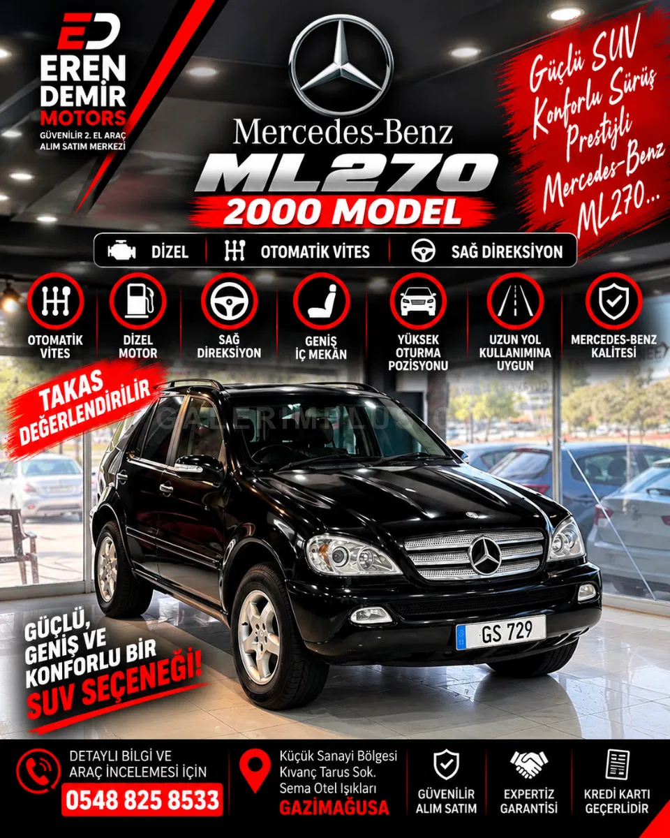 2000 Mercedes-Benz ML 270 CDI Gazimağusa Satılık İkinci El | GalerimPlus - Fotoğraf 1