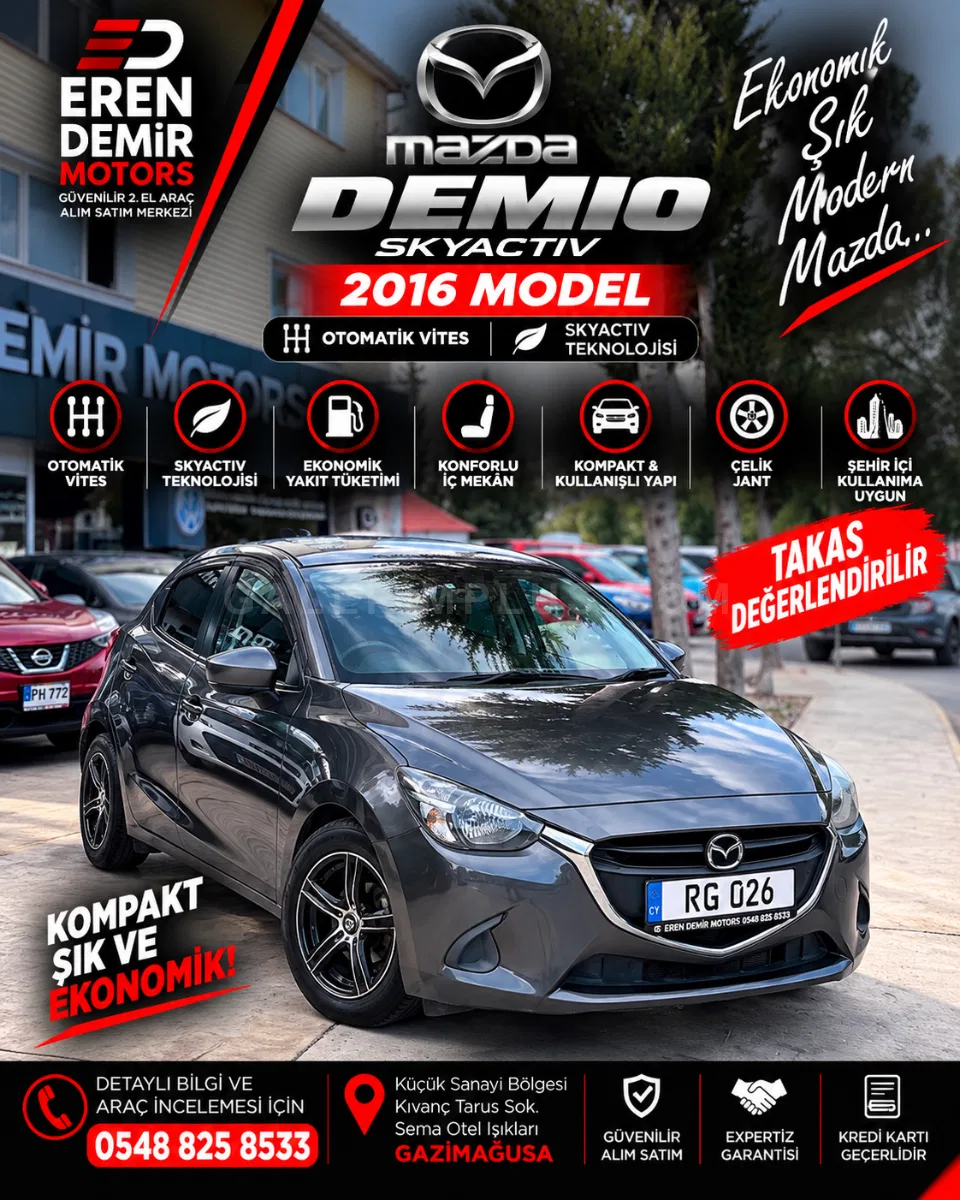 2016 Mazda Demio 1.3 16V 1.3 1.3 16V GAZİMAĞUSA Satılık İkinci El | GalerimPlus - Fotoğraf 1