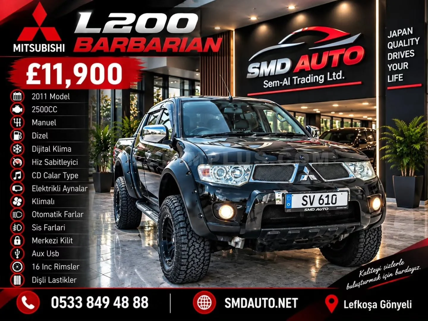 2011 Mitsubishi L 200 4x4 2.5 DI-D 4x4 Lefkoşa Satılık İkinci El | GalerimPlus - Fotoğraf 1