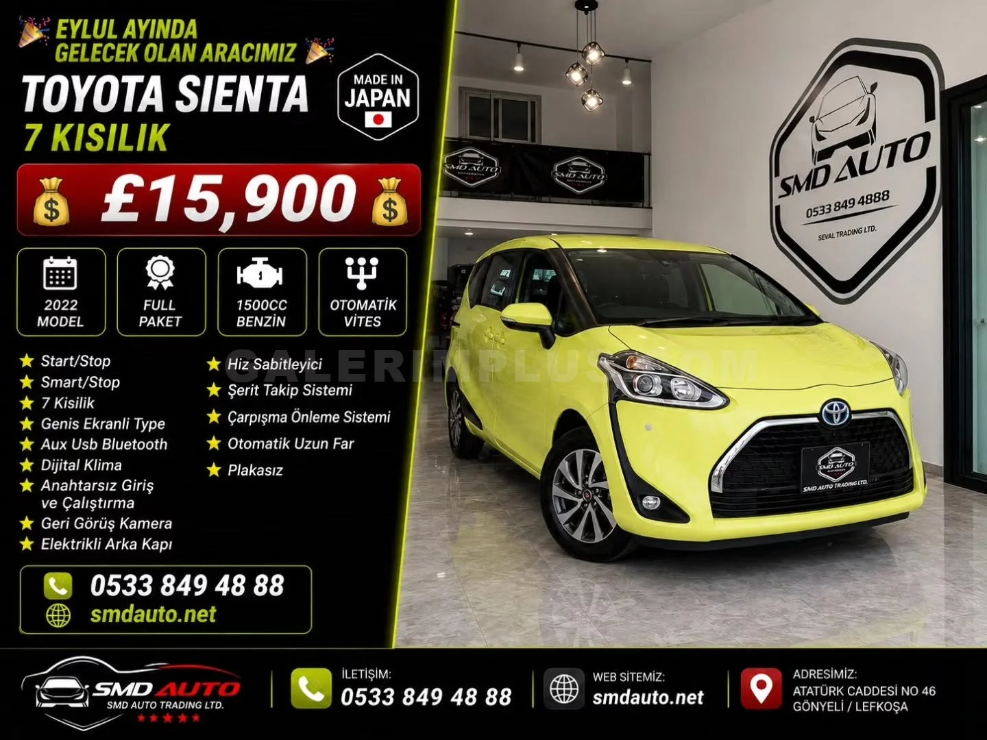2022 Toyota Sienta 1.5 CVT-i Lefkoşa Satılık İkinci El | GalerimPlus - Fotoğraf 1