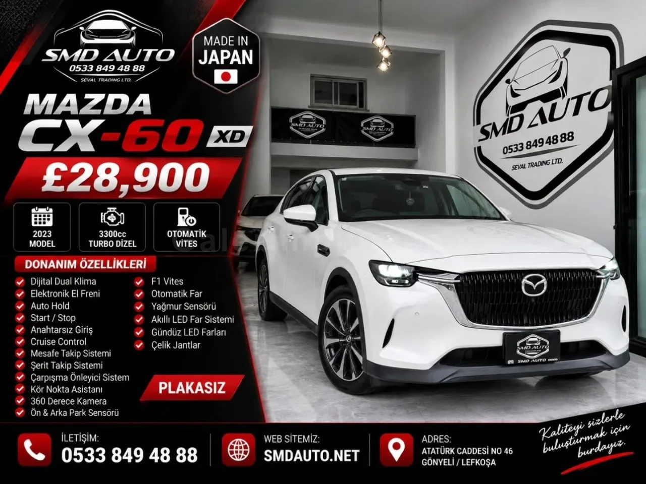 2023 Model Otomatik Mazda CX-60 3.3 Lefkoşa Satılık İkinci El | GalerimPlus - Fotoğraf 1