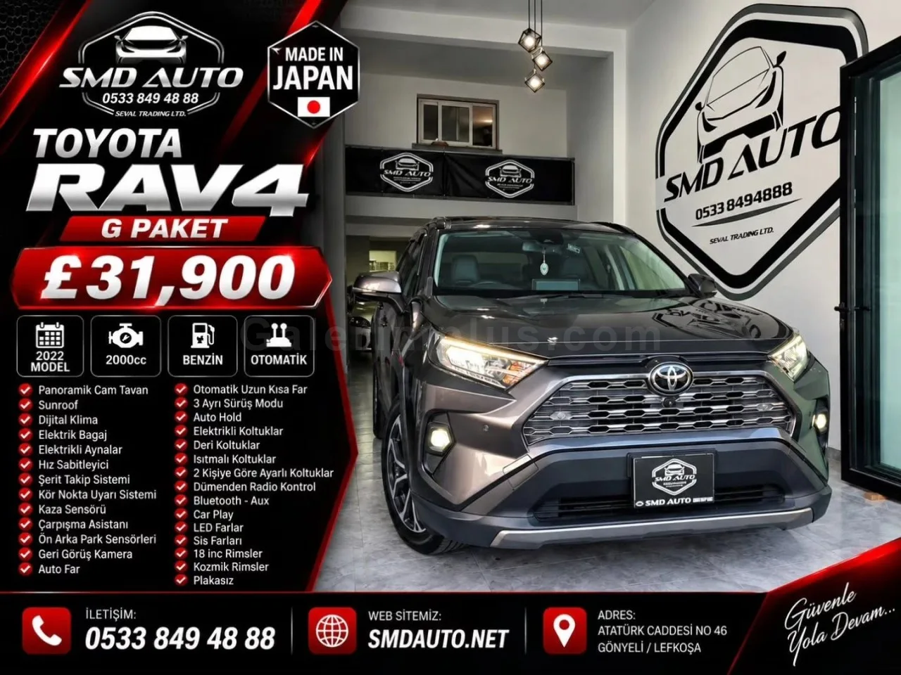 2022 Model Otomatik Toyota RAV4 2.0 Lefkoşa Satılık İkinci El | GalerimPlus - Fotoğraf 1