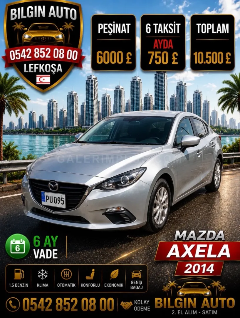 2014 Model Otomatik Mazda Axela 1.5 Lefkoşa Satılık İkinci El | GalerimPlus - Fotoğraf 1