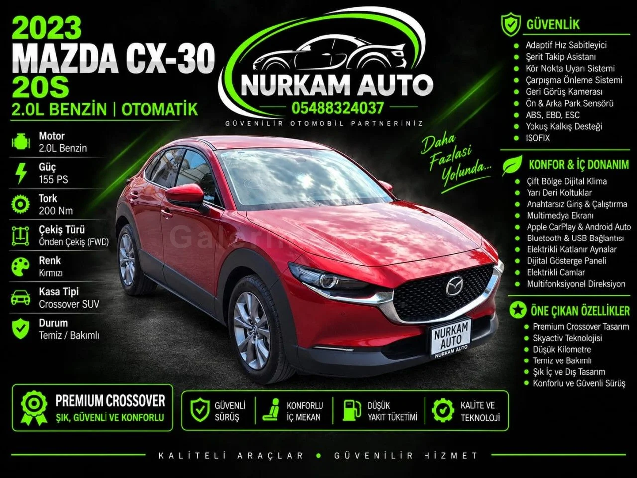 2023 Model Otomatik Mazda CX-30 Gazimağusa Satılık İkinci El | GalerimPlus - Fotoğraf 1