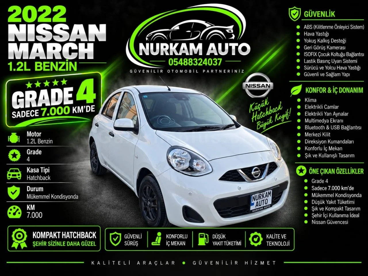 2022 Model Otomatik Nissan March 1.2 Gazimağusa Satılık İkinci El | GalerimPlus - Fotoğraf 1