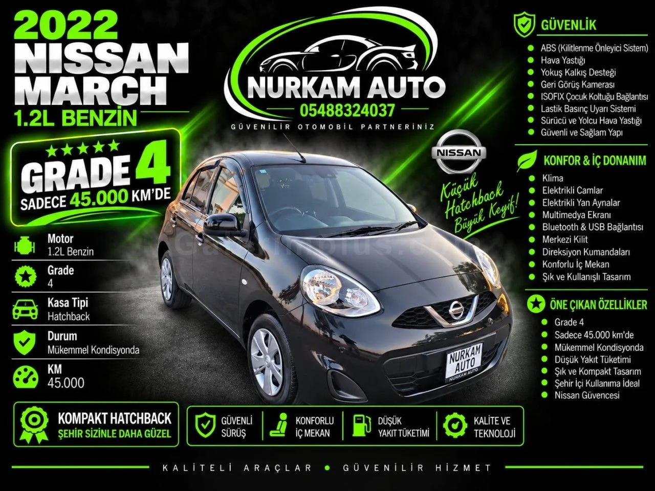 2022 Model Otomatik Nissan March 1.2 Gazimağusa Satılık İkinci El | GalerimPlus - Fotoğraf 1