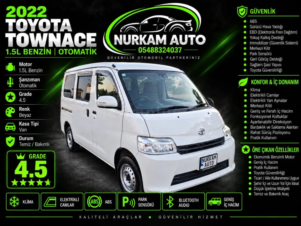 2022 Model Otomatik Toyota Townace Gazimağusa Satılık İkinci El | GalerimPlus - Fotoğraf 1