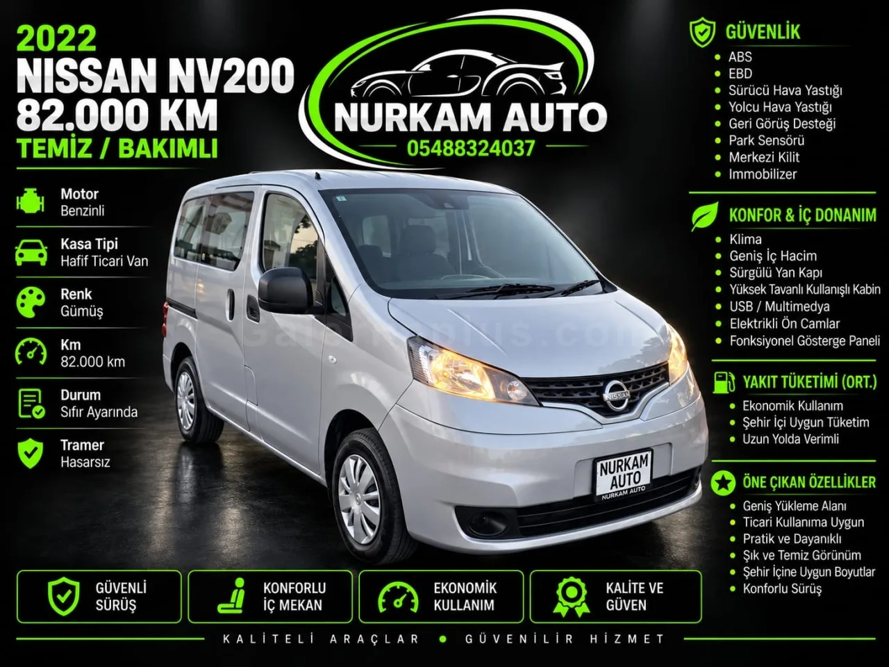 2022 Model Otomatik Nissan NV200 Gazimağusa Satılık İkinci El | GalerimPlus - Fotoğraf 1