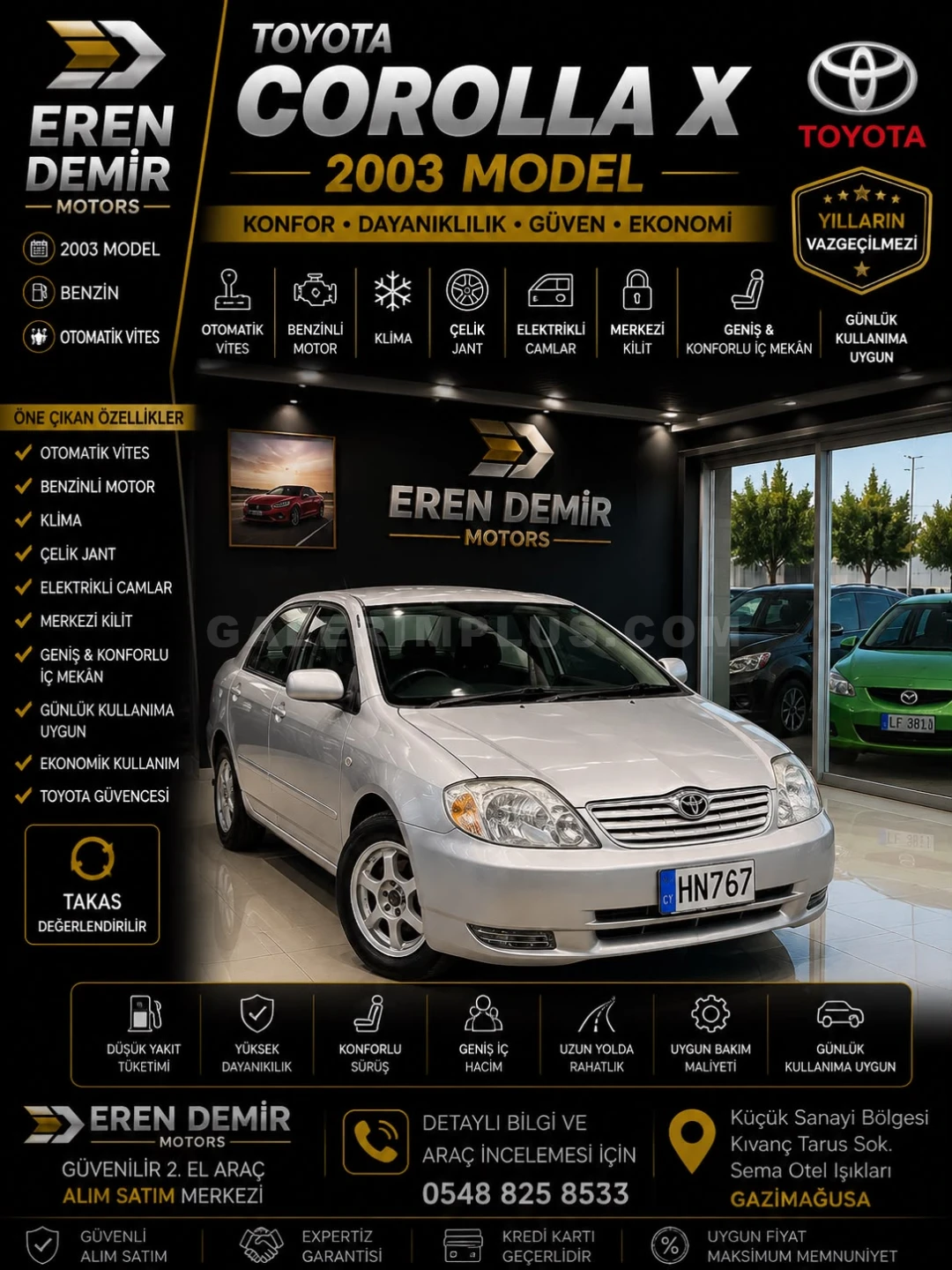 2003 Toyota Corolla 1.5 Comfort 1.5 GAZİMAĞUSA Satılık İkinci El | GalerimPlus - Thumbnail 4