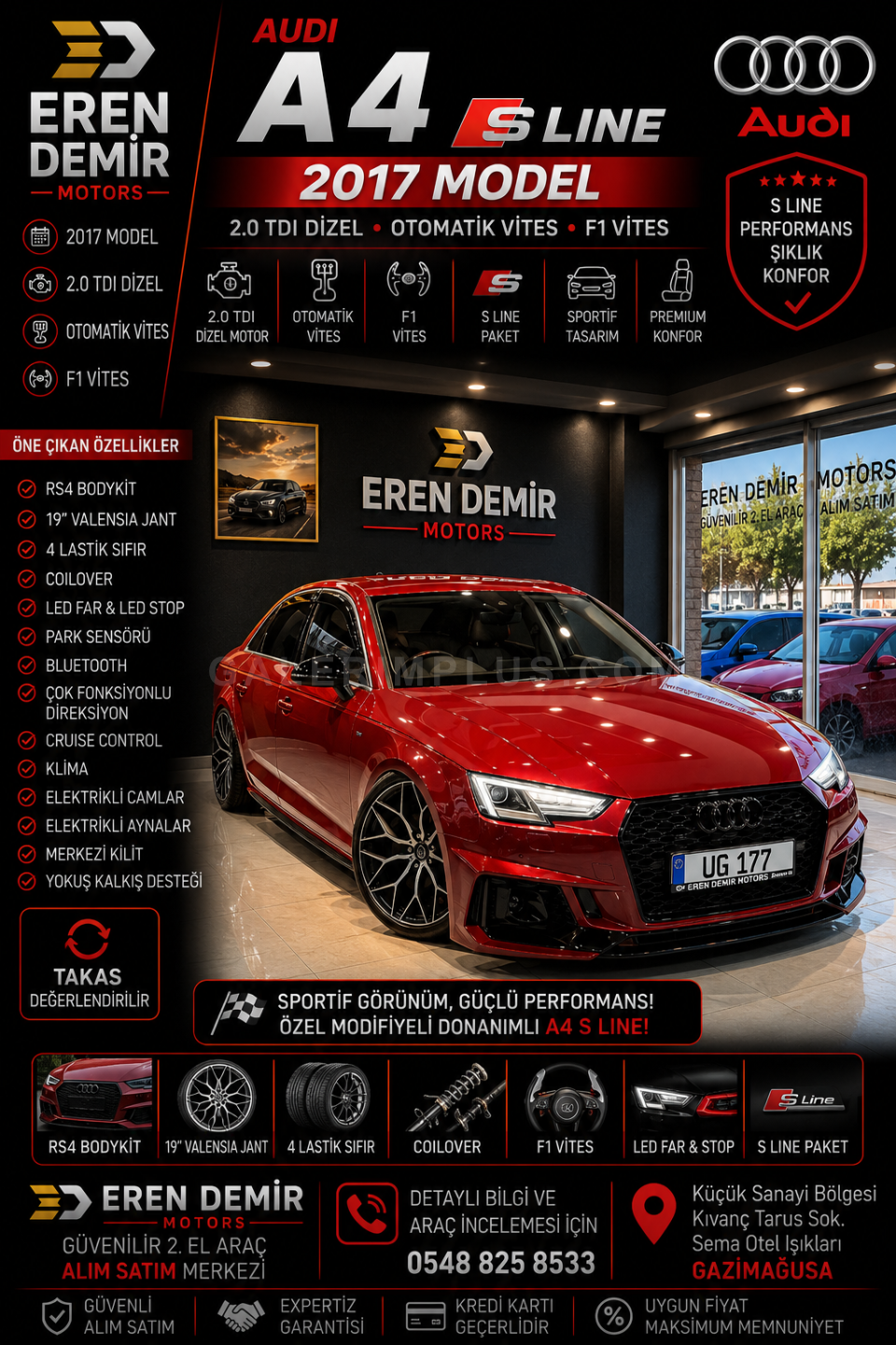 2017 Audi A4 A4 Sedan S Line A4 Sedan Gazimağusa Satılık İkinci El | GalerimPlus - Fotoğraf 1