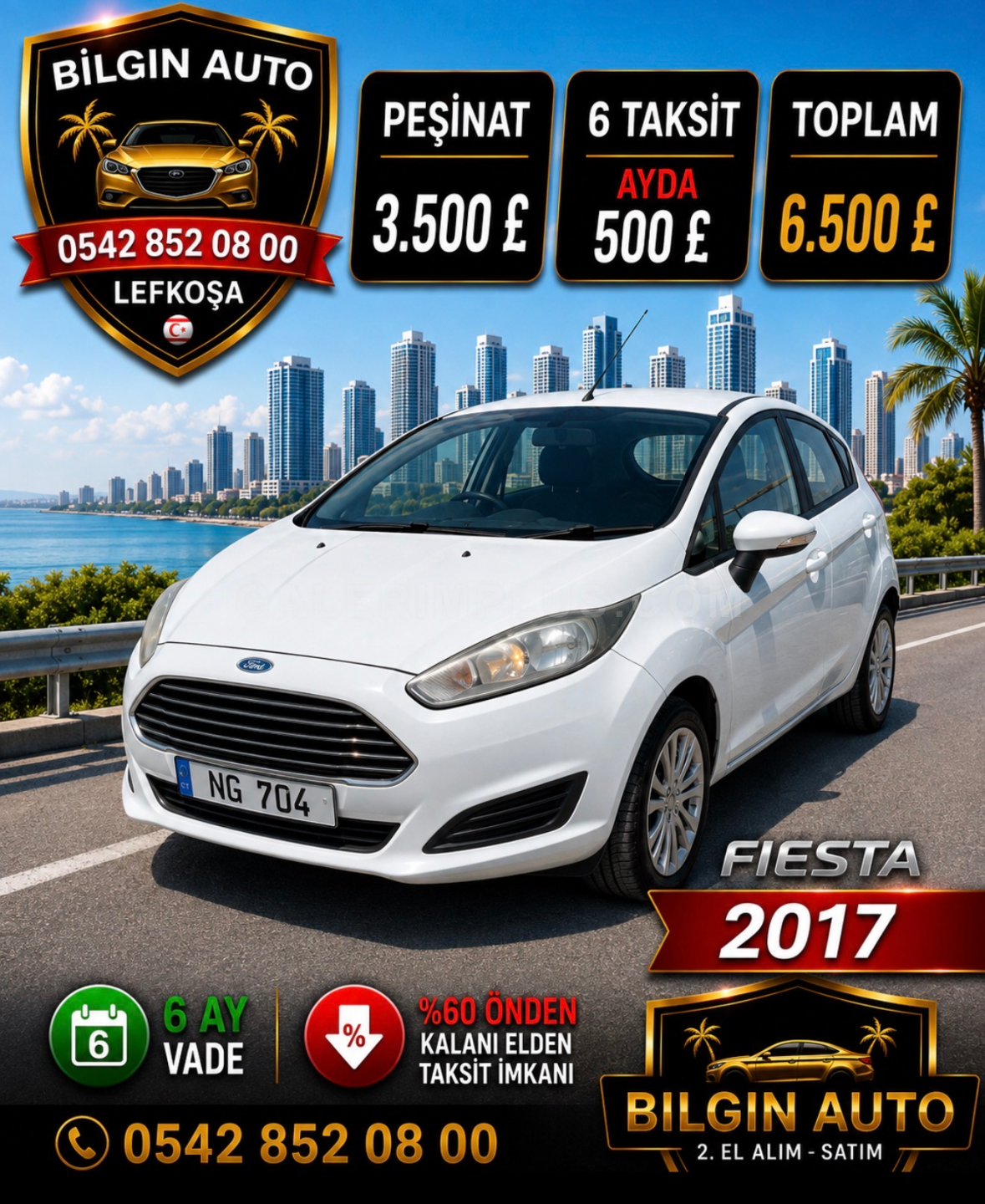 2017 Ford Fiesta 1.6 1.6 Lefkoşa Satılık İkinci El | GalerimPlus - Fotoğraf 1