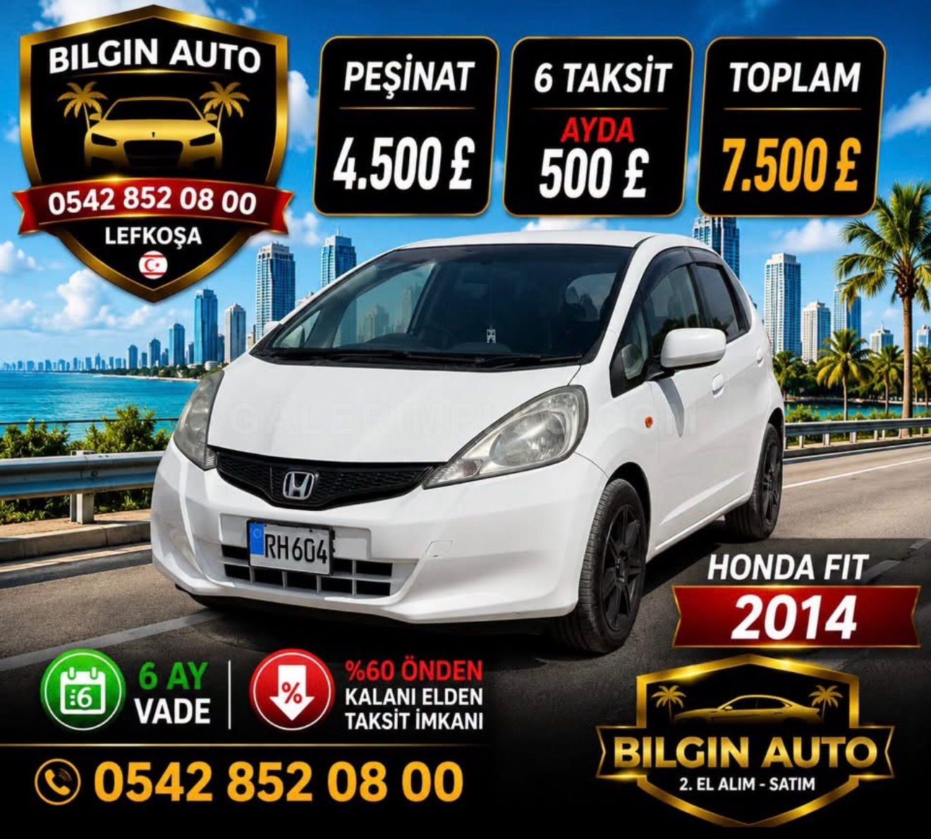 2014 Honda Fit 1.3 Automatic 1.3 Automatic Lefkoşa Satılık İkinci El | GalerimPlus - Fotoğraf 1
