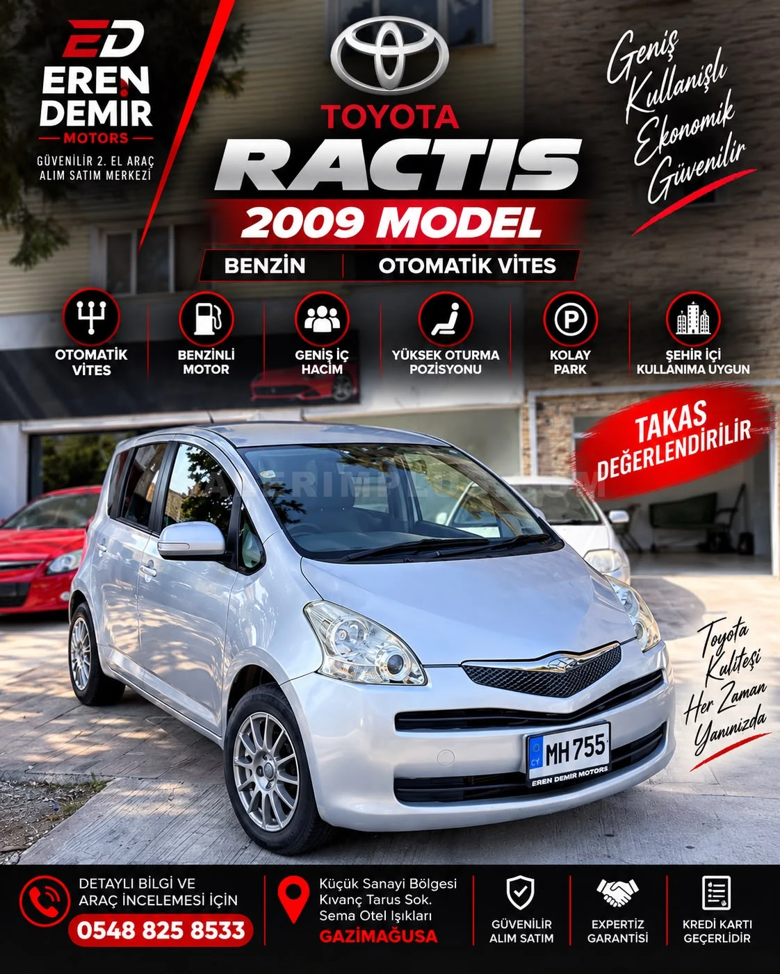 2009 Toyota Ractis 1.3i Comfort 1.3i GAZİMAĞUSA Satılık İkinci El | GalerimPlus - Fotoğraf 1