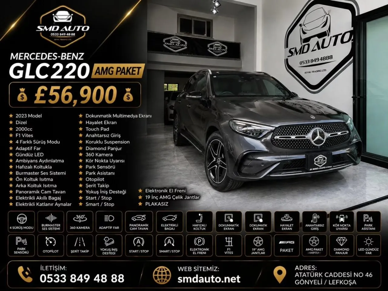 2023 Model Otomatik Mercedes - Benz GLC 220d AMG Lefkoşa Satılık İkinci El | GalerimPlus - Fotoğraf 1