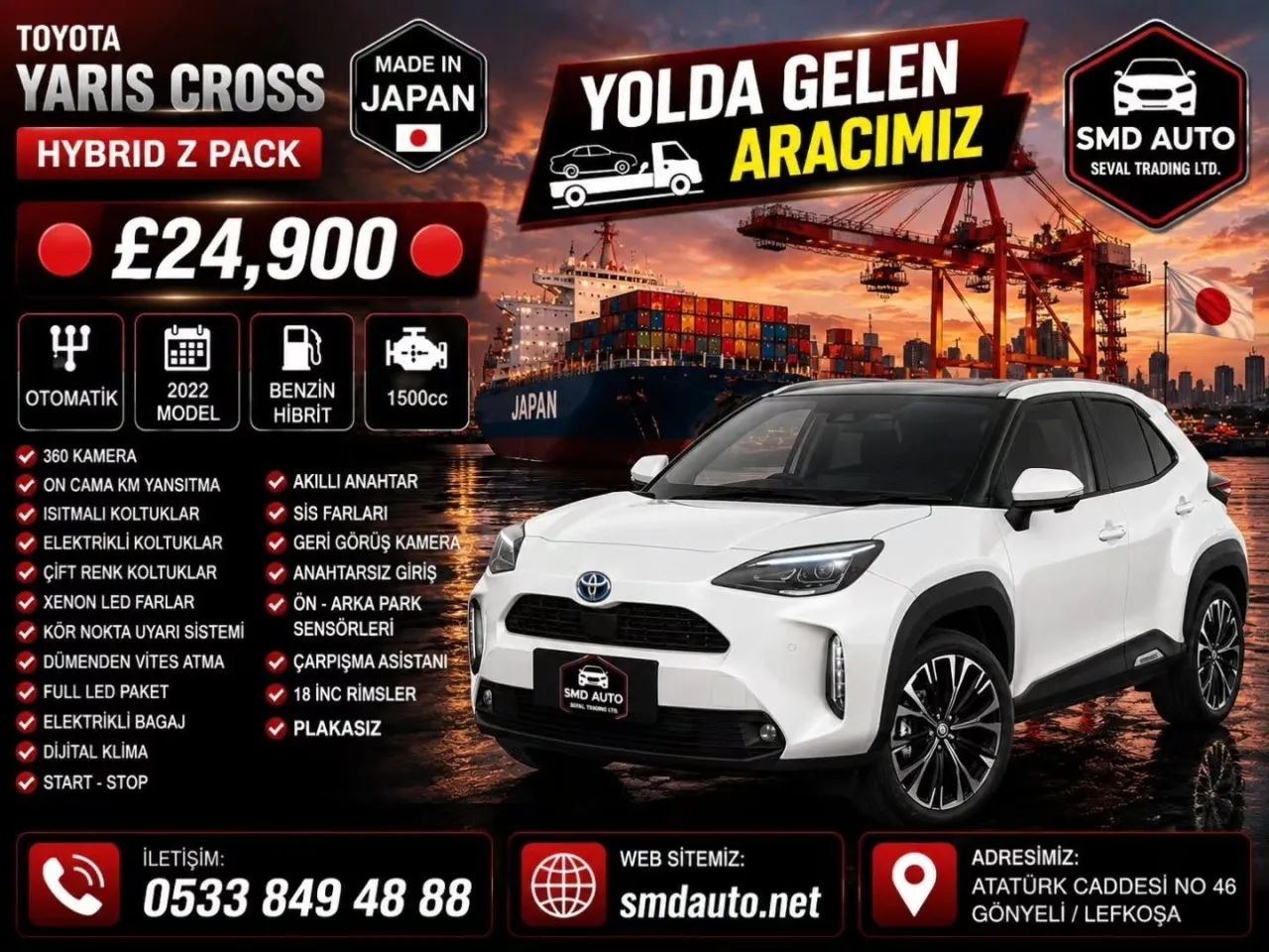 2022 Model Otomatik Toyota Yaris Cross 1.5 Hybrid Lefkoşa Satılık İkinci El | GalerimPlus - Fotoğraf 1