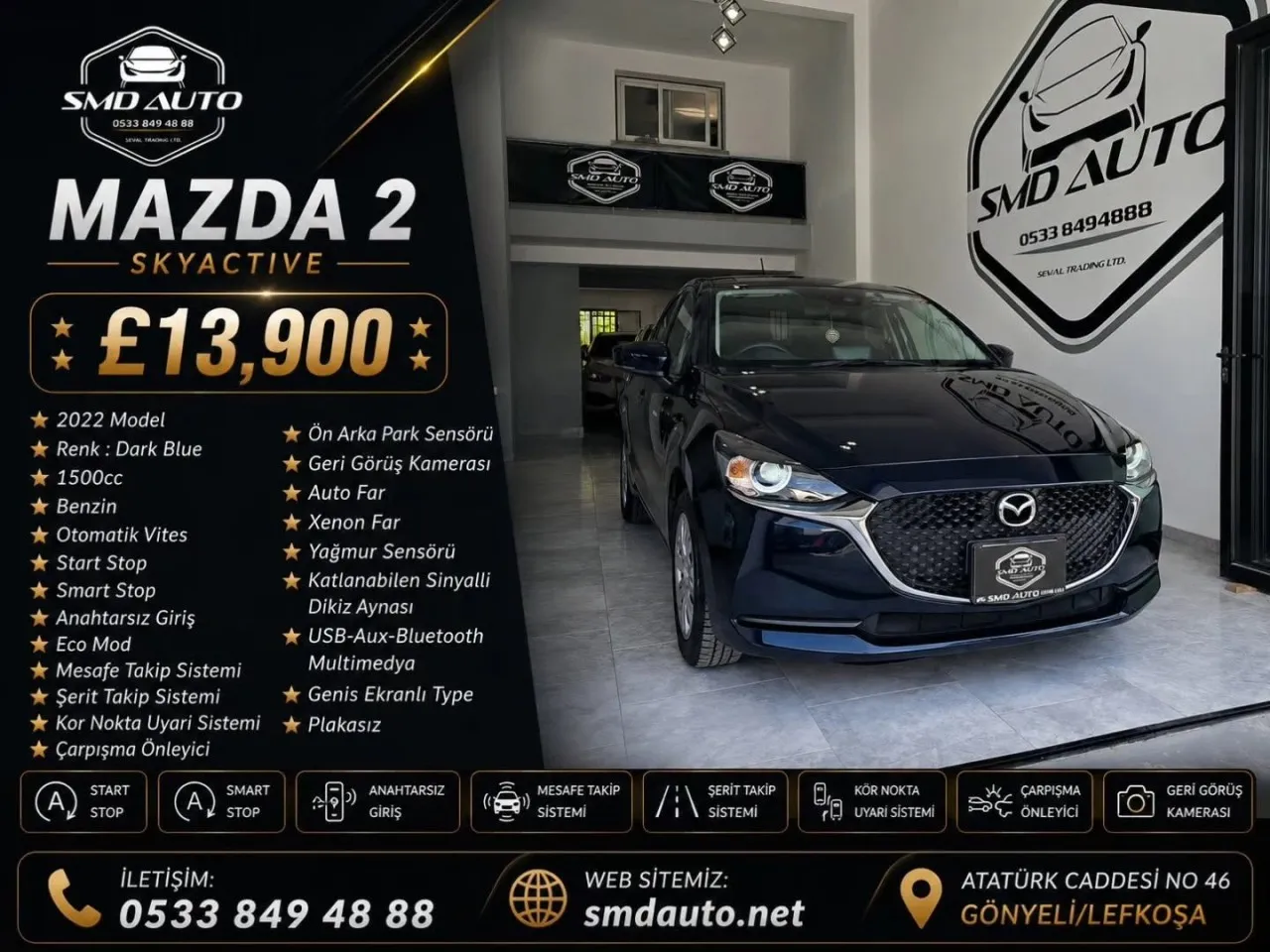 2022 Model Otomatik Mazda 2 1.5 Sky-G Lefkoşa Satılık İkinci El | GalerimPlus - Fotoğraf 1