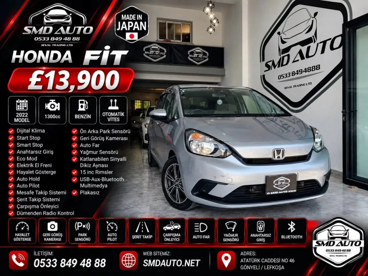 2022 Model Otomatik Honda Fit 1.3 Automatic Lefkoşa Satılık İkinci El | GalerimPlus - Fotoğraf 1