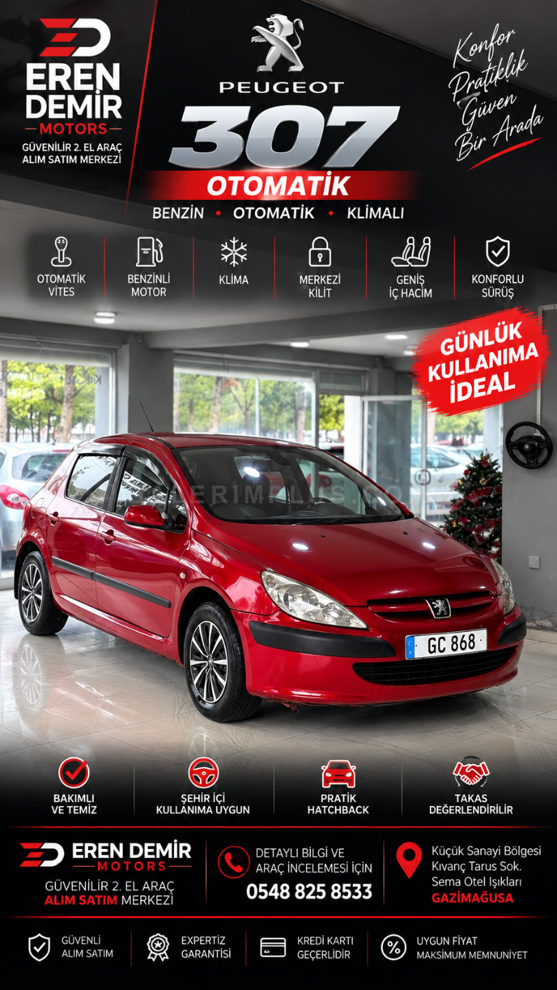 2005 Peugeot 307 1.4 Premium 1.4 GAZİMAĞUSA Satılık İkinci El | GalerimPlus - Fotoğraf 1