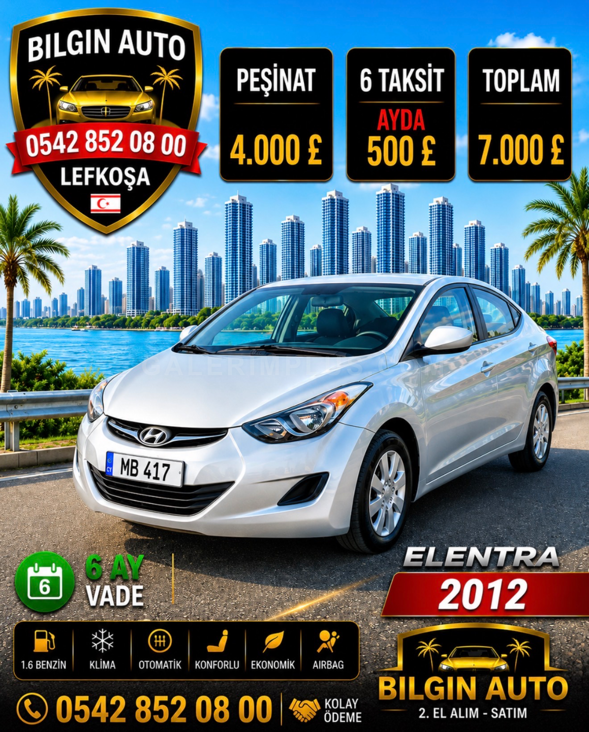 2013 Hyundai Elantra 1.6 1.6 Lefkoşa Satılık İkinci El | GalerimPlus - Fotoğraf 1